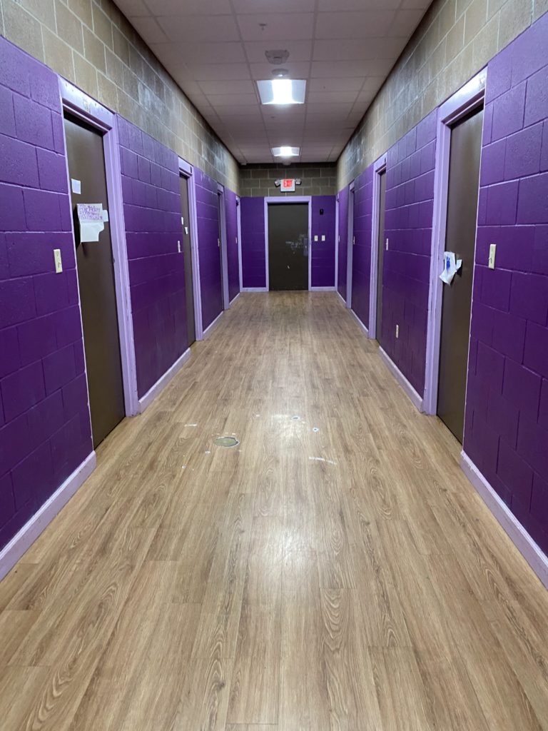 A photograph of a hallway.