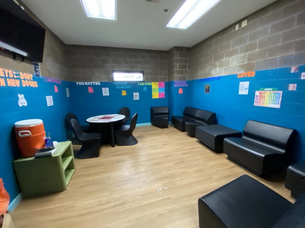 A photograph of a communal space at the facility.