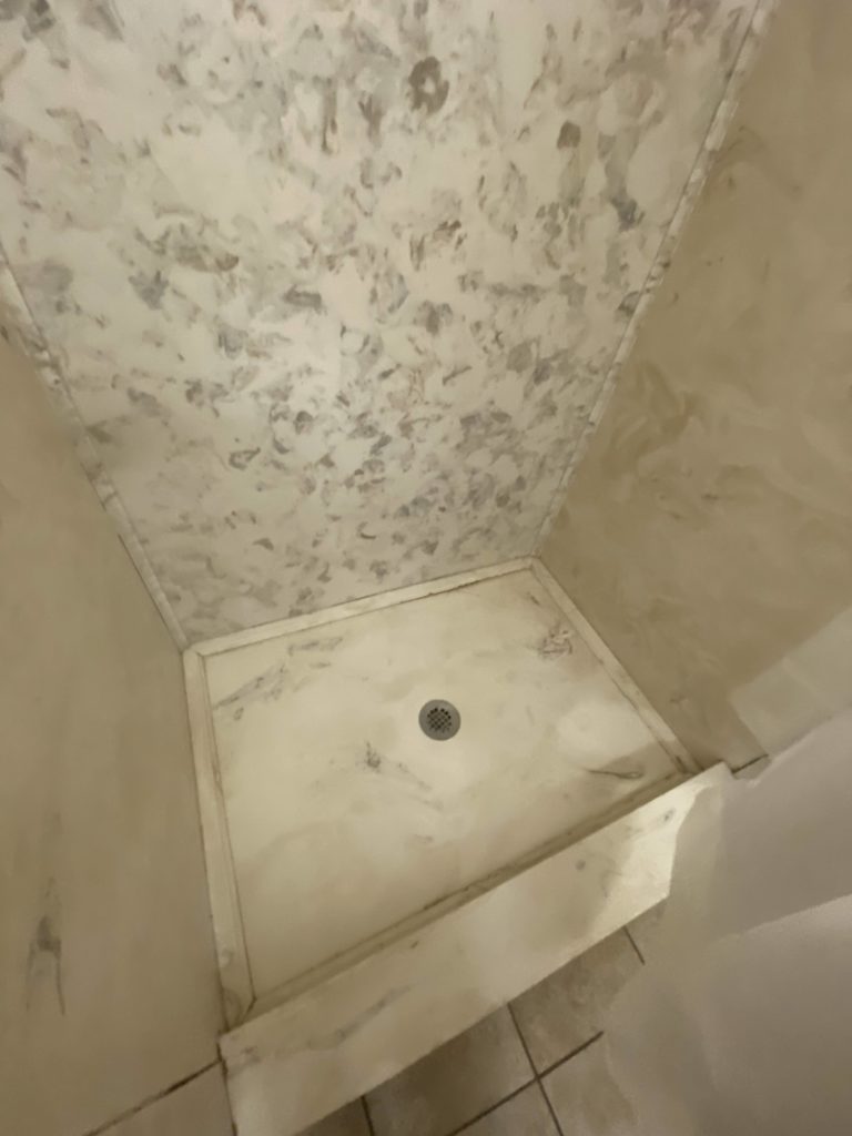 A photograph of the inside of a shower.