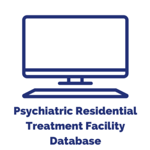 Text reads: Psychiatric Residential Treatment Facility Database. Graphic of a computer. 