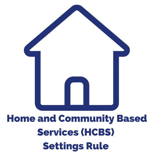Graphic of a house. Text reads: Home and Community Based Services (HCBS) Settings Ryle