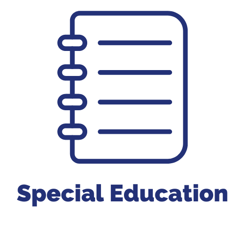 Text Reads: Special Education. Graphic of spiral notebook. 